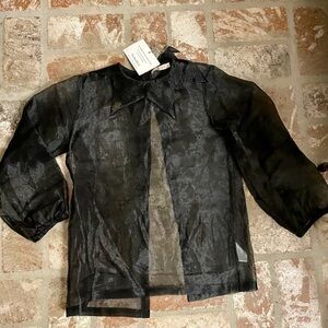 NWT Carbon Soldier The Real Real Tagged Size 10 Sheer Black Collar Shirt w Beads